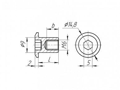 Гайка М6х10 стяжная глухая