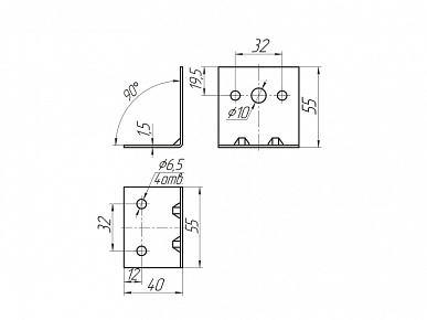 Уголок 55х55х40