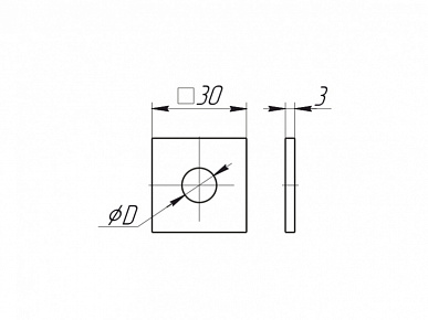Шайба квадратная 30х30х3 (ф11)