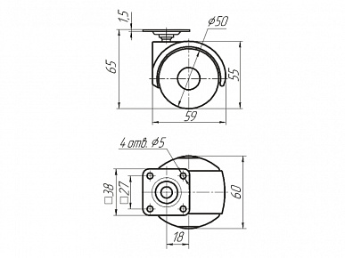 Опора колесная с пятой (вариант 8.2)