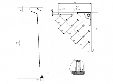 Опора "Бета" 720 регулируемая хром матовый