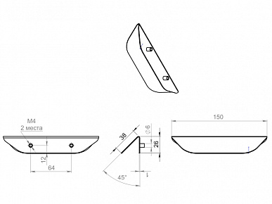 Ручка накладная трапеция 64(150) белая