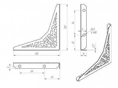 Кронштейн Ажур 120х120 п.порошок белый