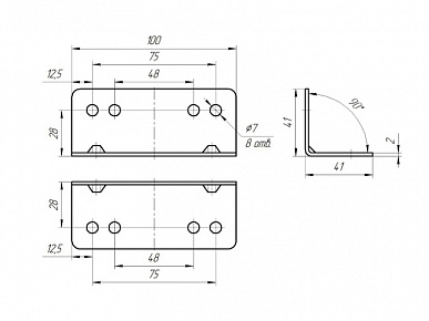 Уголок 41х41х100 п.цинк