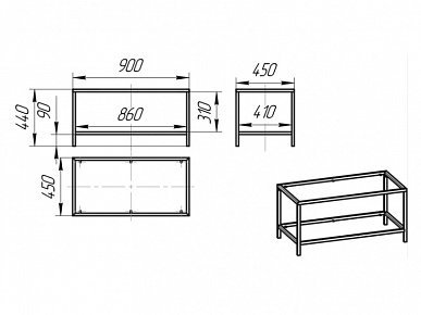 ОСКА Стол 900х440х450 (каркас) черный