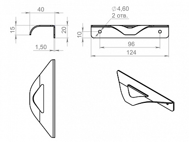 Ручка торцевая FLAT WING 96(124) графит