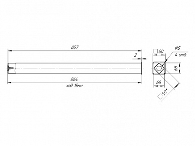 Опора 50х50х870 с приварным фланцем регулируемая белая