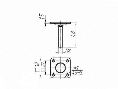Планка пятки с резьбовым стержнем М8
