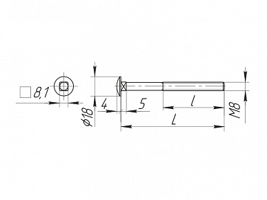 Болт М8х32, квадратный подголовок, полукруглая головка