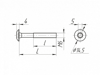 Винт М6*45 полукр гол шестигр №5 п.хим окс (100194) 
