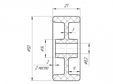 Колесо ф50х21 черное